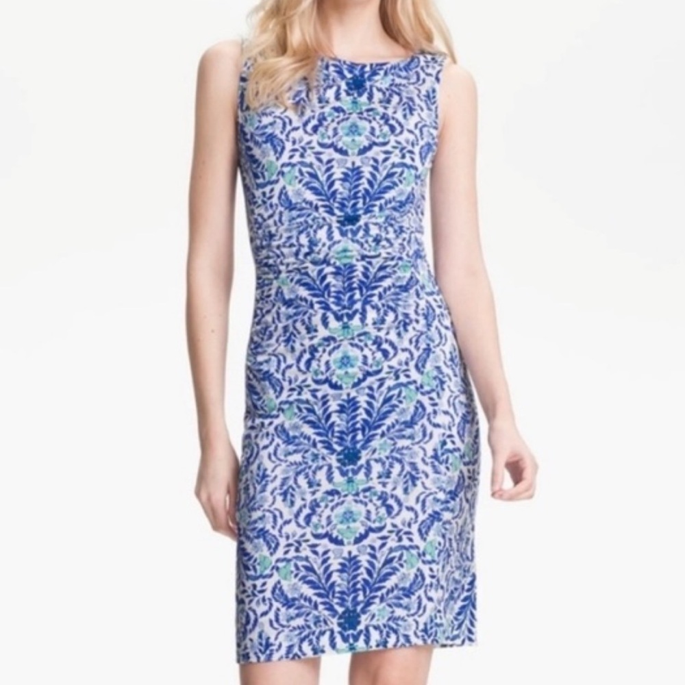 Tory Burch Blue Printed silk jersey Midi dress